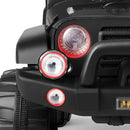 12V Battery-Powered Black Kids Ride-On Truck with Remote Control, MP3, LED Lights, USB, and Cover