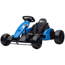24V Electric Go Kart with Dual 150W Motors and Adjustable Seat, Speed 11.2MPH - Blue