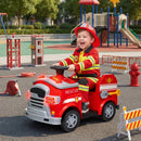 12V Red Fire Truck Ride-On with Siren and Flashing Lights for Kids