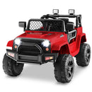 12V Electric Ride-On Truck for Kids with Remote Control, Music, and Lights - Red