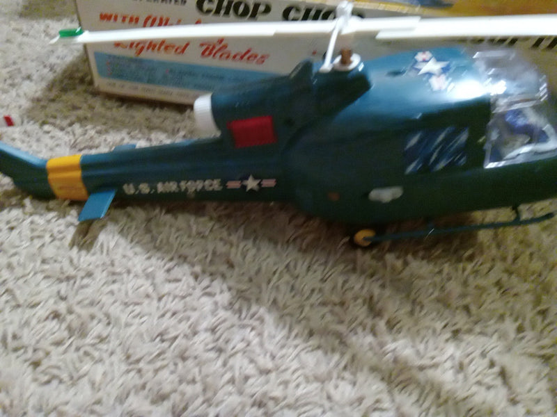 Working Vintage 1966 Battery-Operated Chop Chop Helicopter Toy with Original Box