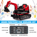 Dual Function 12V 360° Red Kids Ride-On Excavator with Remote Control