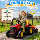 Joyracer 12V Bluetooth Remote Control Red Tractor Trailer Ride-On Vehicle with LED Lights