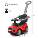 Multifunctional Red Ride-On Car Stroller with Music for Toddlers