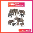 THINKBAY 8-Piece Realistic Elephant Figurine Collection