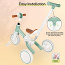 Bautia 5-in-1 Balance Bike Tricycle for Kids Aged 1-4 in Mint Green with No Parent Steering