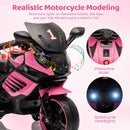 6V Battery-Powered Pink Ride-On Motorcycle for Kids with Headlight Wheels