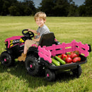24 Volt Electric Ride-On Tractor Toy for Girls with Trailer and Remote