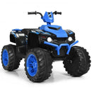 12V Electric Quad ATV for Kids with LED Lights and Treaded Tires in Navy