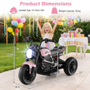 Pink 6V Children's Motorcycle with Music, Stories, LED Lights, Accelerator Pedal, and Three Wheels