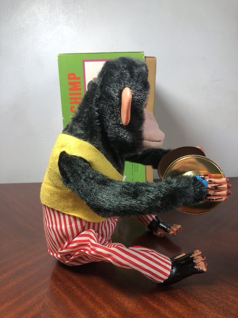 Working 1970s Musical Clapping Cymbal Monkey Toy with Original Box