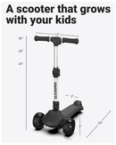 ELECOSMOS Kids Electric Scooter for Ages 5-8 with 3 Wide Light-Up Wheels
