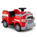12V Red Ride-On Fire Truck for Toddlers with Shovel and Wrench