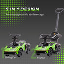 Lamborghini-Inspired Green Push Car for Toddlers Aged 1-3