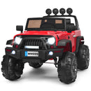 12V Red Kids Ride-On Truck with LED Lights, Music, and Spring Suspension