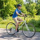 Adult 700C Hybrid Bicycle Featuring 18-Speed Shimano Gear System and Phone Mount-Whi