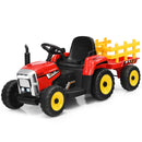 Honeyjoy 12V Red Kids Ride-On Tractor with Trailer, Remote Control, and Lights