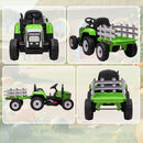 Green 12V Electric Tractor with Trailer and 25W Dual Motors