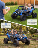 Blue 24V Remote-Controlled Ride-On Car for Children Aged 3-8