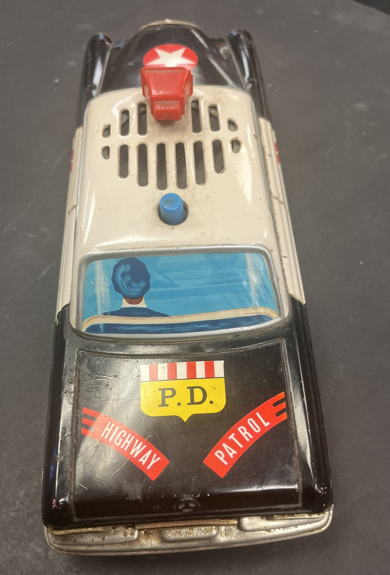 Vintage Japanese Tinplate Talking Highway Patrol Battery Operated Car No. 483
