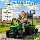 Joyracer 12V Green Bluetooth Remote Control Tractor Trailer Ride-On Car with LED Lights
