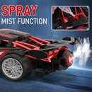 1/18 RC Car for Kids with Rechargeable Battery, LED Lights & Spray - Remote
