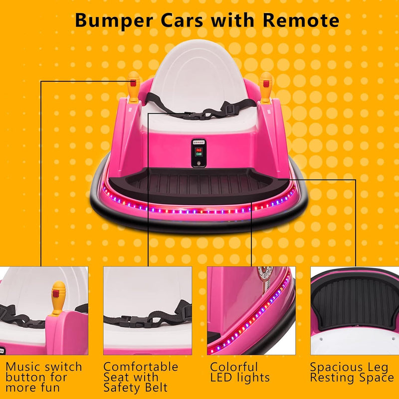 6V Electric Ride-On Bumper Car with Remote Control for Kids and Toddlers