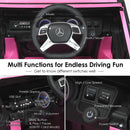 12V Licensed Pink Mercedes-Benz Kids Ride-On Car with Trunk and Remote Control