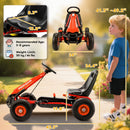 Adjustable Kids Pedal Go Kart with EVA Wheels and Brake for Ages 3-8 - Red