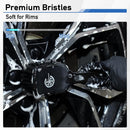 Dual Set of Car Wheel and Tire Brushes with Soft and Stiff Bristles (Black)