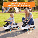 Rechargeable 2-in-1 White Wiggle Car with Pedal for Kids