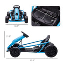 Blue 24V Electric Drift Go Kart for Children Aged 8 to 12, Dual Speed Options