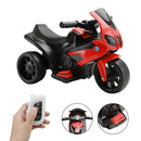 Red Electric 6V Kids' 3-Wheel Motorcycle Toy with Remote Control and LED Lights