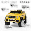 JOYLDIAS Yellow 12V Electric Truck Toy for Kids with LED Lights, Music, and Remote Control