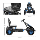 Blue Kids Pedal Go Kart for Ages 5-12, 110 lbs Weight Limit, 47.75" Length