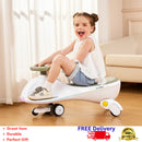 12V Electric Wiggle Ride-On Car for Kids with Quiet Motor, Dual Speeds, LED Lights, and Bluetooth
