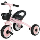 Adjustable Pink Tricycle for Toddlers with Basket and Bell, Ages 2-5