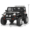 12V Black Electric Ride-On Truck for Kids with Remote Control, Lights, and Music