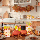 Maple Leaf Battery-Powered Flameless Candles in Red Glass for Fall Decor