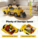 Dual Function Ride-On Excavator with Removable Trailer, Shovel, and Horn for Toddlers 18 Months and Up