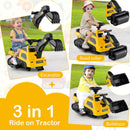 Multifunctional Excavator Ride-On Toy with Horn and Storytelling for Toddlers Aged 1.5 Years and Up