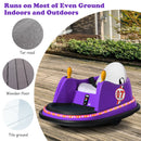 Purple 6V Kids Remote Control Bumper Car with 360° Spin Feature