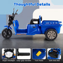 12V Children's 3-Wheel Motorcycle with Trailer, Shovel, Dual 75W Motors, and Smooth Start Feature