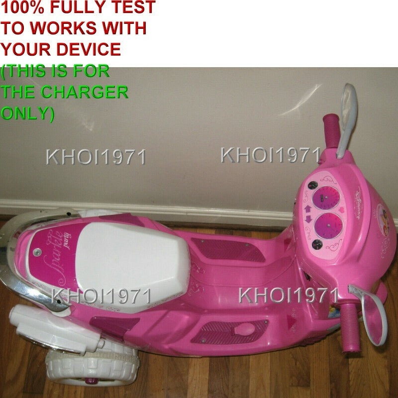 Pink AC Wall Charger Adapter for KT1004 Kid Trax Disney Princess Ride-On Scooter