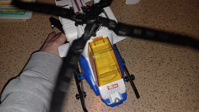Working Blue Rescue Helicopter Toy with Power Winch, Sounds, and Lights