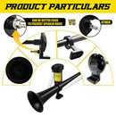 GAMPRO 12V 150dB 18-Inch Chrome Zinc Single Trumpet Air Horn Kit