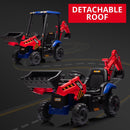12V Kids Ride-On Excavator with Trailer, Front Loader, and Remote Control