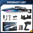 Jogpun H138 Blue RC Boat - 30KMH Speed, Waterproof, 7 LED Light Modes, Self-Righting, 20 Minutes Playtime
