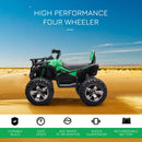 12V Green Kids ATV Quad with LED Headlights and Wide Wheels