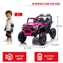 24V Electric Kids UTV with 400W Motor, Parental Remote, 4-Wheel Suspension, Black with LED Lights